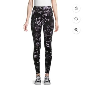 No Bounderies Juniors Size Large L 11-13 Black Halloween Velour Leggings Skull